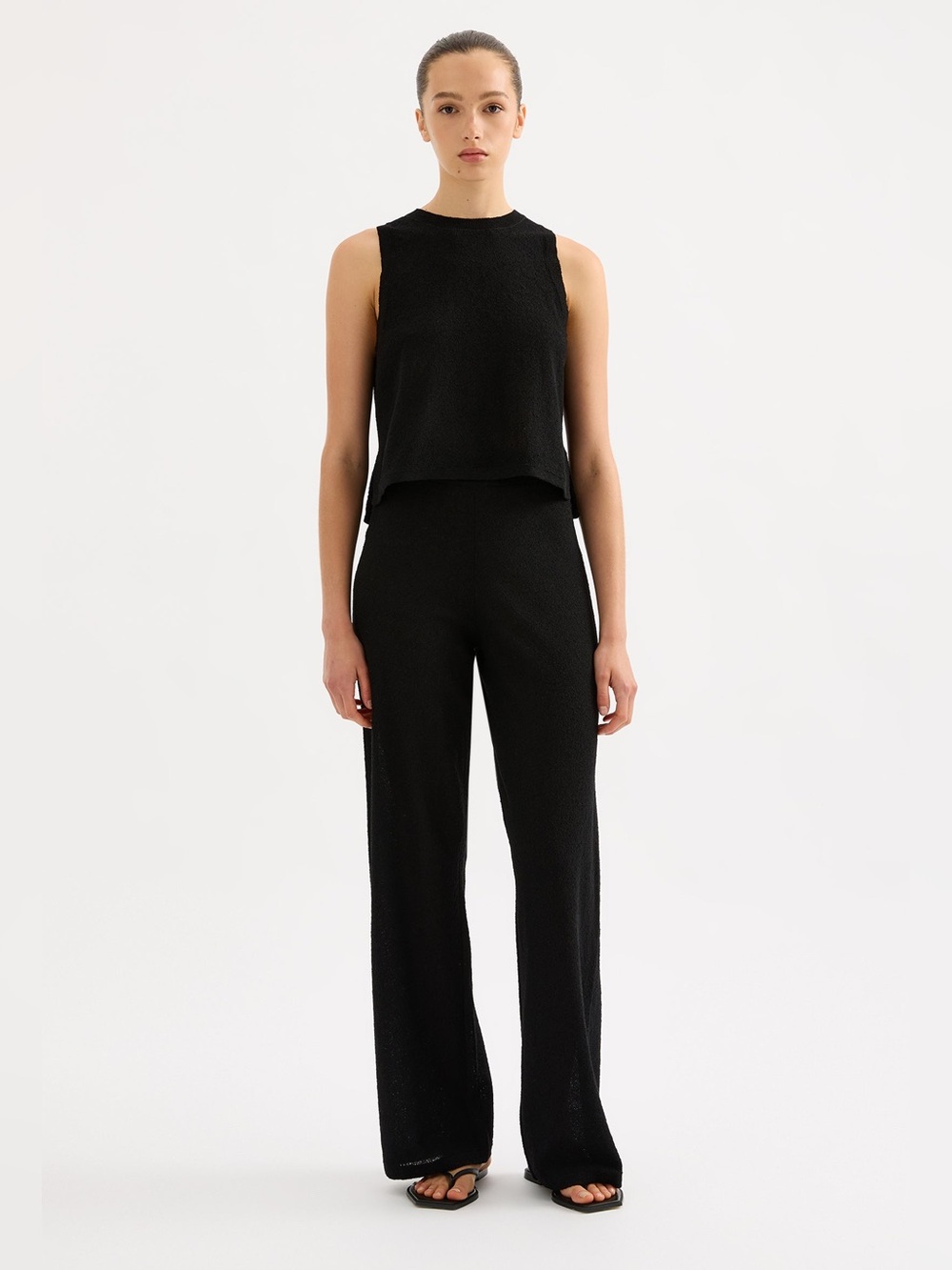 Nude Lucy Black Zosia Knit Wide Leg Pants Large